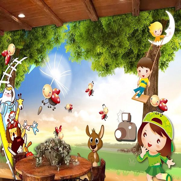 

custom large mural 3d wallpaper fairytale cartoon animal roller coaster child bedroom mural tv back wall decor deep 5d embossed