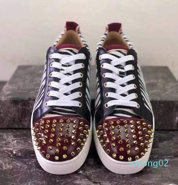 

full packet design red bottom sneaker for men women trainers seavaste orlato men's flat junior print genuine leather 02z, Black