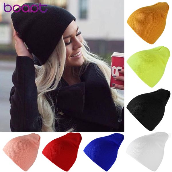 

beanies winter hats for women solid warm short beanie female hip hop knitted hat ski skullies soft elastic baggy bonnet
