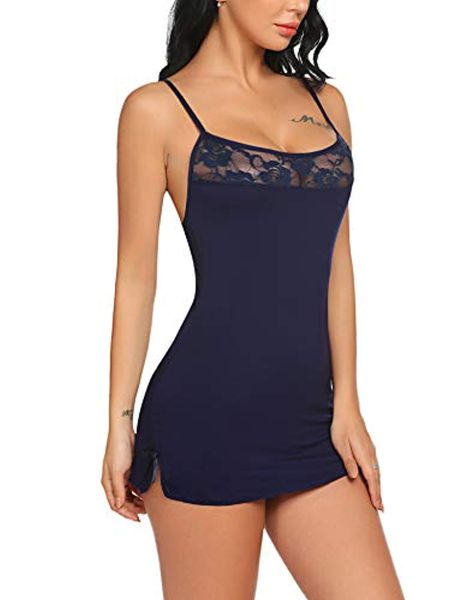 

женщины сорочки женское белье мини пижамы babydoll платье с кружевом, Black;white