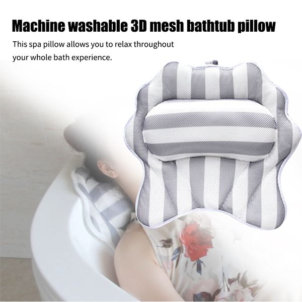 

head rest shoulder support universal 3d comfortable bathtub spa bath pillow anti mold non slip cushion quick dry washable home