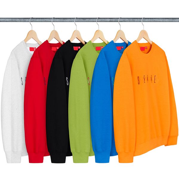

19fw box logo crewneck sweatshirt logo letter embroidery fashion casual men women pullover couple street sweater warm long sleeve hfymwy335, Black