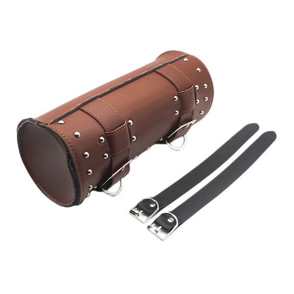 

pu leather motorcycle tool bag fork handlebar buckle bags brown for harley