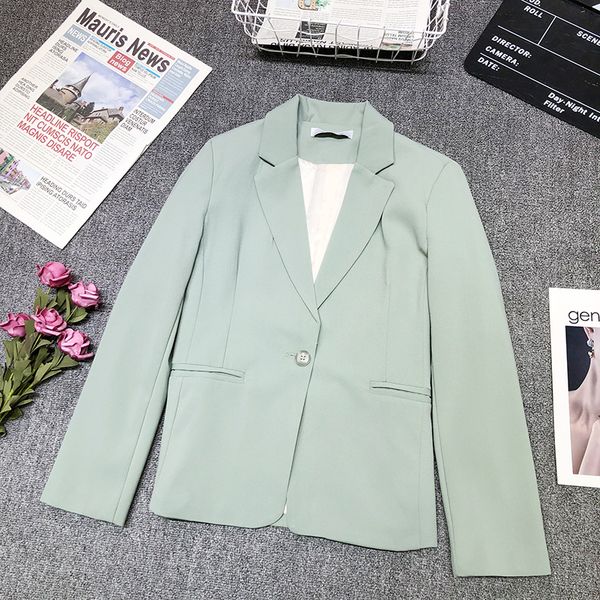 

2020 new sweet temperament simple one button long sleeve suit female wild jacket tide 0505, White;black