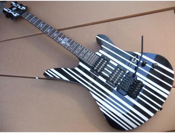 

new guitar schecter model guitar in black with silver stripe