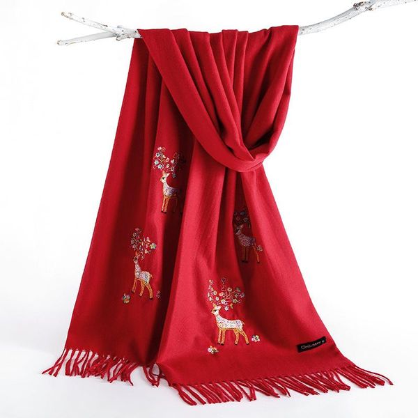 

chinese embroidery scarfs woman man designer fashion cashmere scarves blanket autumn winter warm shawl pashmina christmas gift, Black;white