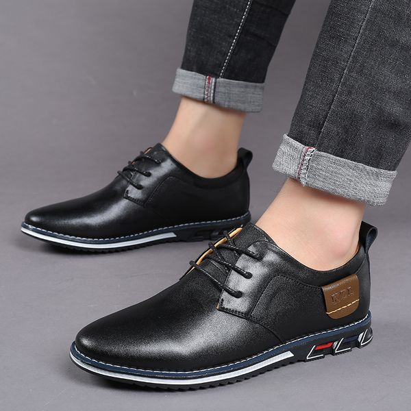 

design new pu leather loafers men moccasin fashion sneakers flat causal men shoes male footwear boat shoes, Black