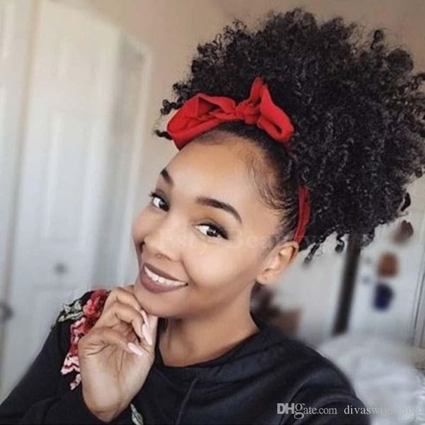 Hot Style Afro Puff Short Ponytail Kinky Curly Buns Cheap Hair