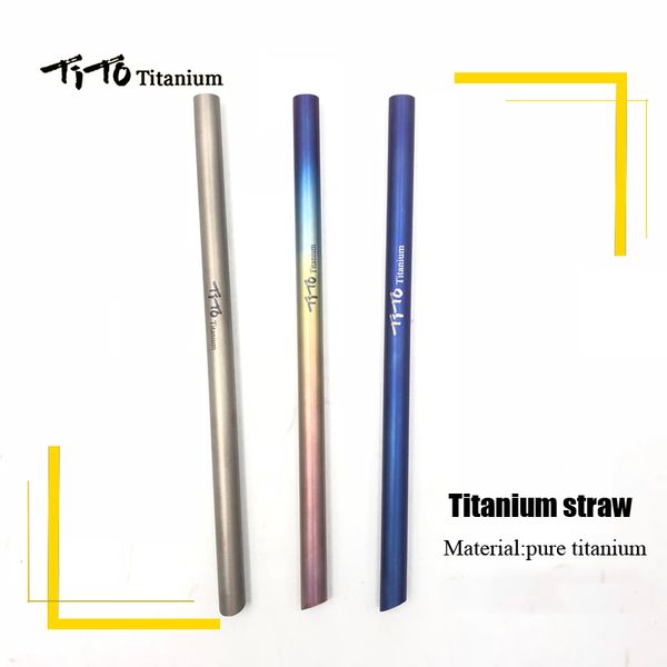

tito titanium straws with cleaner brush titanium mike straw kitchen outdoor camping drinking family and holiday gift straws