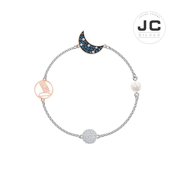 

silver 925 original copy female jewelry,variety magic chain swa remix mysterious moon magnetic buckle bracelet with gift, Black