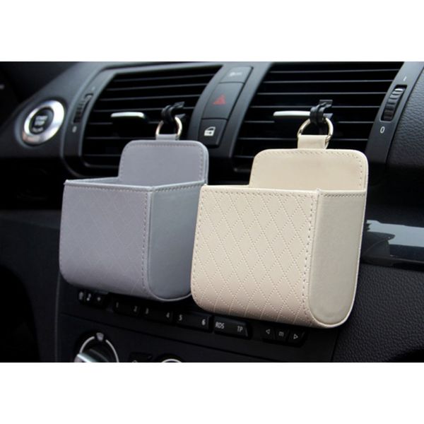 

car auto exit litter box pu leather car mobile phone handle for storage bag organizer sun dries bag