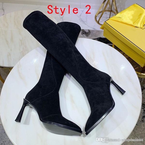 

women luxury boots heel 8.5 cm real leather fashion ladies winter boots 16 inches thigh high boots size 35-40, Black