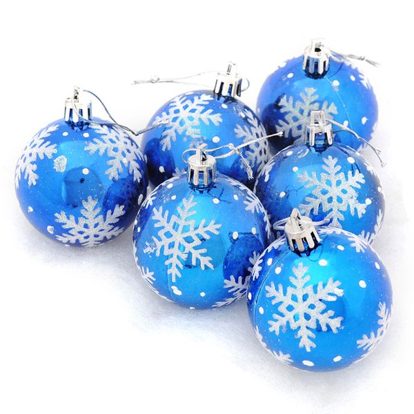 

6pcs christmas tree balls diameter 6cm snowflake color drawing decorations ball xmas party wedding ornament