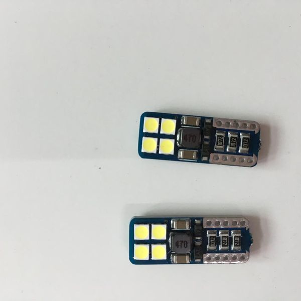 

50pcs 12v t10 led 194 501 w5w 8 smd 3030 canbus 2018 new dc error car lights interior lamp white yellow red blue