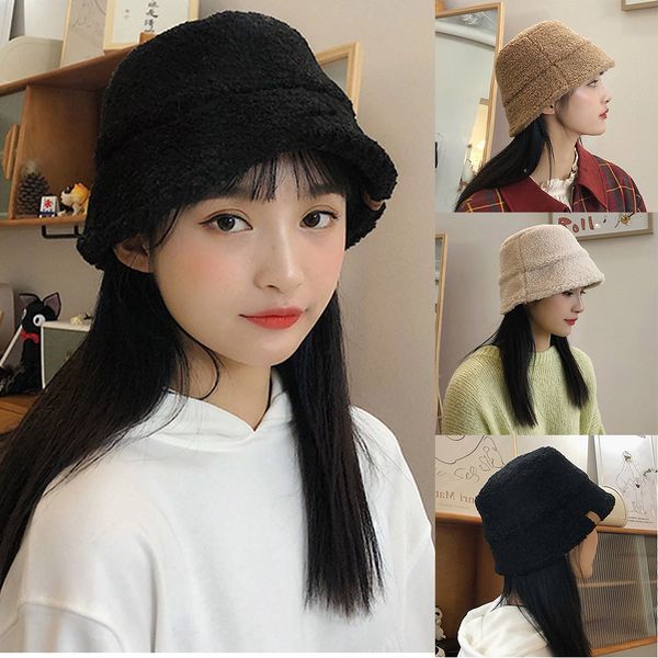 

женщины fisherman шлем зимы плюша bucket hat girl моды solid толстые soft теплый cap рыбалка hh88