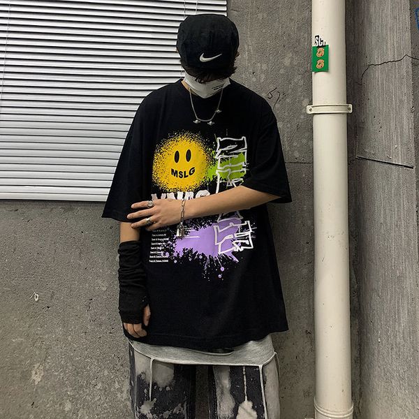 

men's designer t shirt fashion hip hop mens loose tees casual geometric print shirts mens breathable t-shirt 2 colors size m-3xl, White;black