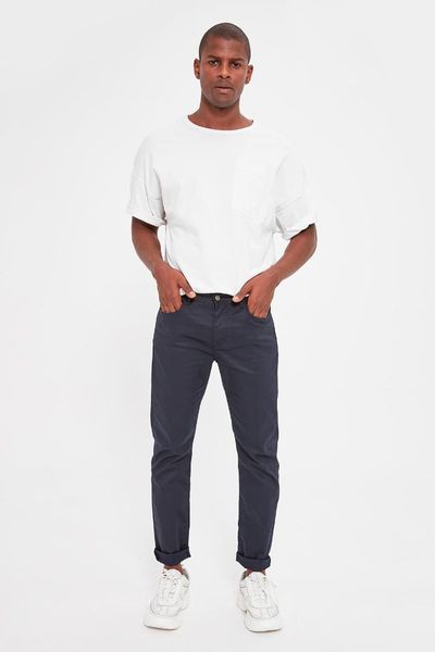 

trendyol navy blue male 5 mobile coated slim fit jeans tmnaw20pl0066