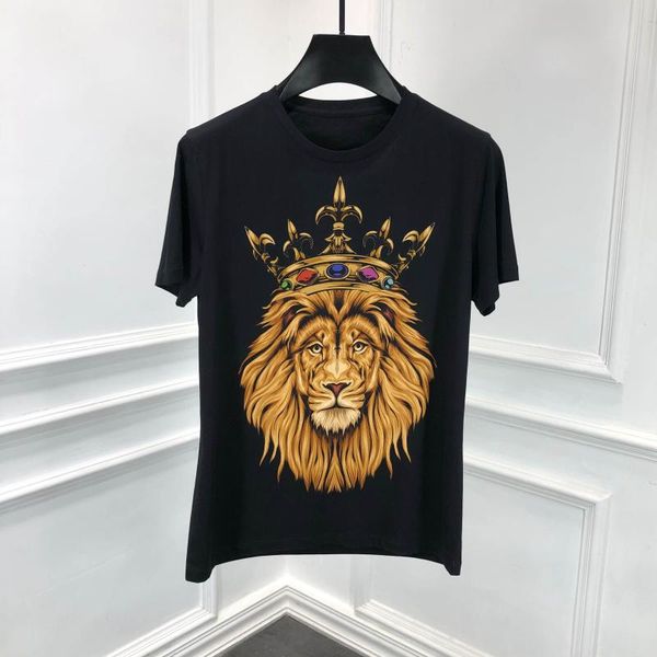 

w05396 2020 runway luxury european design short print party style t-shirts men's clothing, White;black