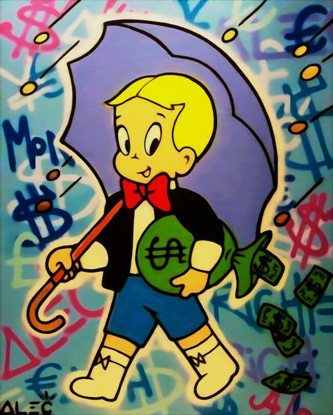 

alec monopoly oil painting on canvas graffiti art richie rich umbrella home decor handcrafts /hd print wall art canvas large pictures 91031