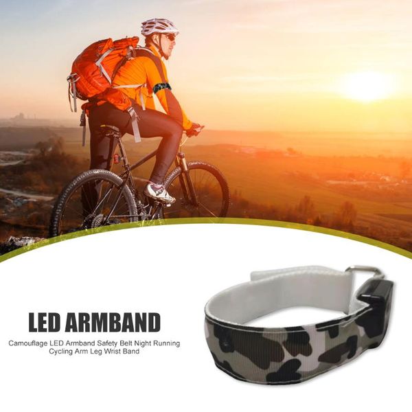 

lighting led armband safety belt camouflage flashing arm warmers bright arm wrist band for night running cycling caution, Black