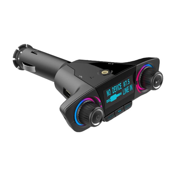 

bt06 wireless in-car bluetooth fm transmitter dual usb input tf card lcd display 90 degree rotation design