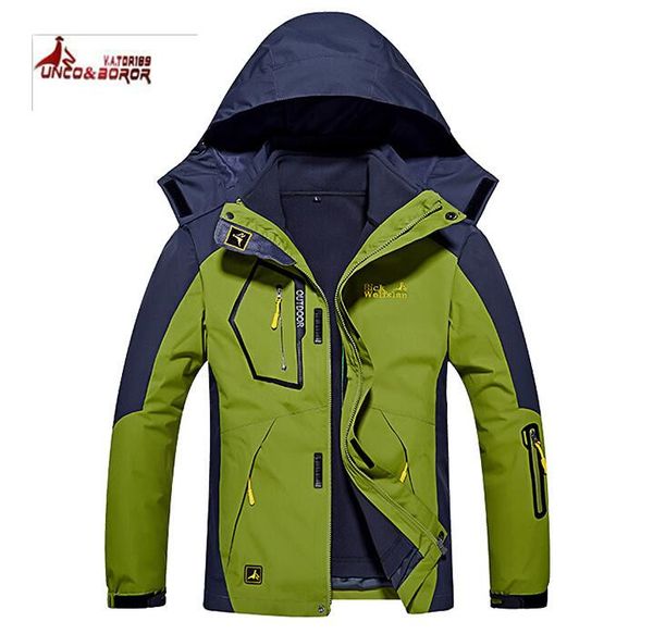 

unco boror men outdoor sport waterproof windproof jackets men thicken 2 in 1 autumn winter hiking camping trekking skiing coats, Blue;black