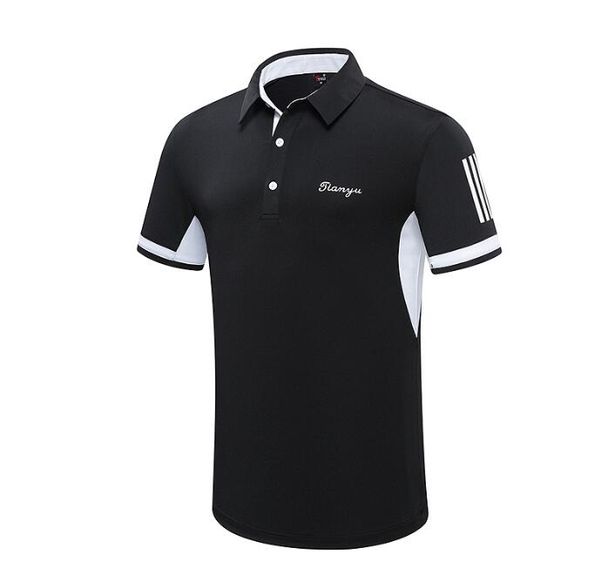 

2019 golf sportswear clothing summer breathable quick dry men golf t-shirt men's short sleeve lapel t-shirt sports tees, Black;blue
