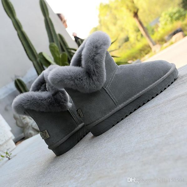 

snow boots winter real leather women australia classic ankle boots fur black grey brown womens girl shoes casual shoes big size 35-42