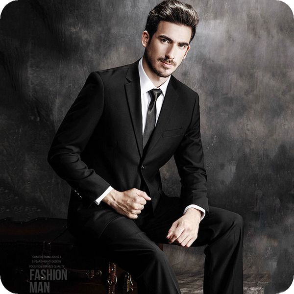 

latest designs black men suits wedding man blazers jacket formal groom tuxedos 2piece(coat+pants) business suit slim fit terno masculino, Black;gray