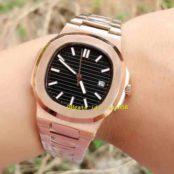 

luxury mens watch 5711 automatic mechanical movment rose gold stainless steel hardlex glass calendar diameter 40mm, Slivery;brown