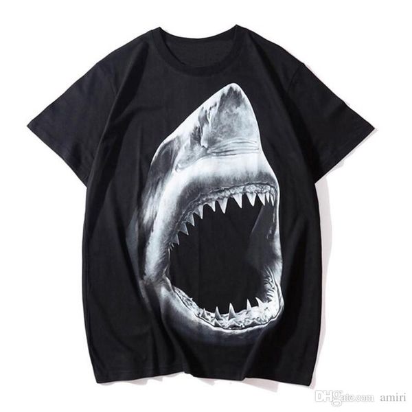 

luxury designer t shirt shark printing short sleeve designer shirts men women summer t shirts tees size s-xxl, White;black