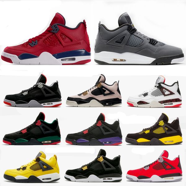 

mens 4 basketball shoes fiba silt red cool grey cactus jack white cement game royal motor 4s mens sport sneakers designer shoes, White;red