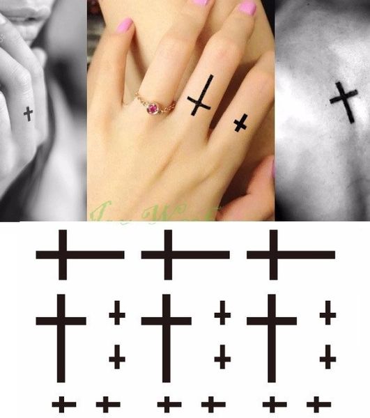 Autoadesivo del tatuaggio temporaneo impermeabile piccola croce sole e luna sull'orecchio del dito tatto flash tatoo tatuaggi finti per ragazza donna uomo C18122801