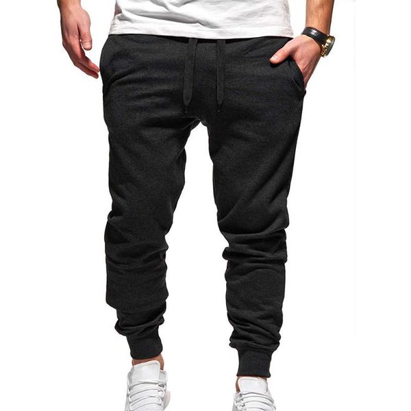 

dihope 2020 new men's loose sports fitness pants casual solid running jogging trousers gym drawstring cotton sweatpants, Black