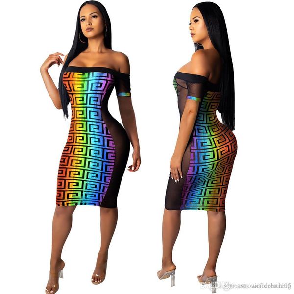 

women rainbow tie dyed strapless dress summer bodycon dresses mesh dress, Black;gray