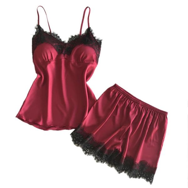 

женская сексуальная пижама атласная слинг пижамы нижнее белье кружева бантом ночная рубашка нижнее белье ночная рубашка с мягкой летней пижа, Red;black