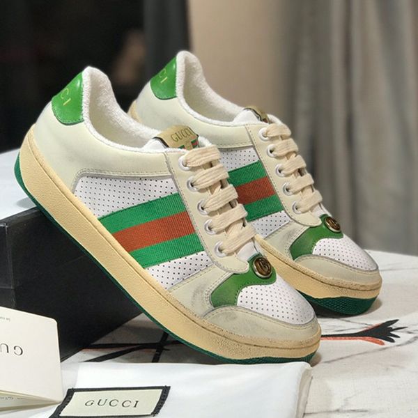 

19SS холст кожаные кроссовки роскошные мужские винтаж с низким верхом веб-кроссовк