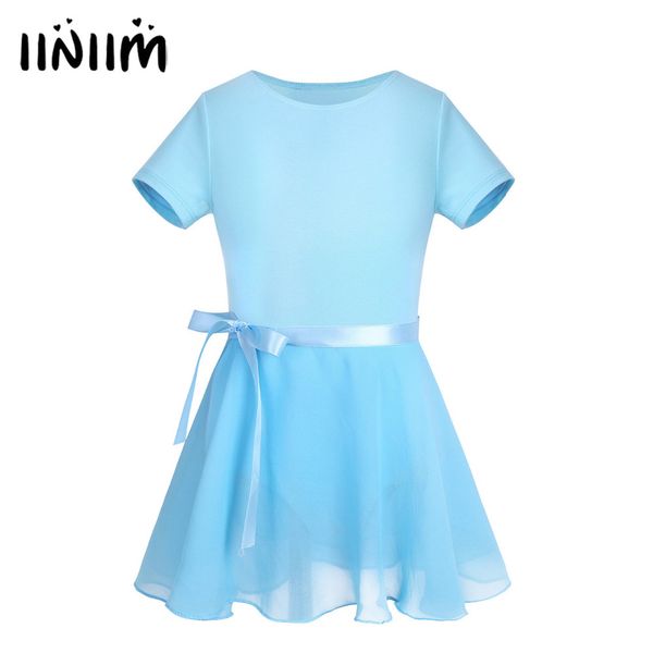 

2-12 years girls cotton ballet dance dress gymnastics lyrical dance costumes ballet tutu turnpakje with chiffon tied skirt, Black;red
