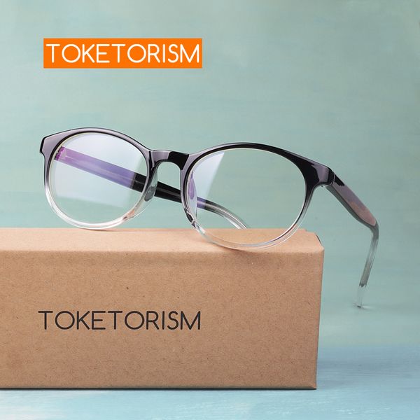 

очки toketorism модного круглой женщины оправы женских простые очки 7119, Black
