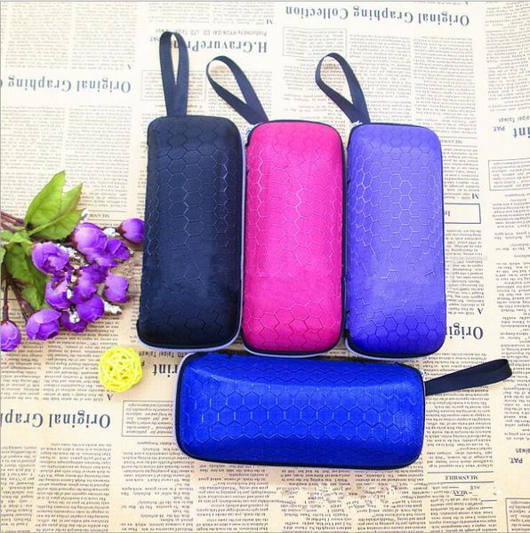 

honeycomb sunglasses case eva zipper protable rectangle eye glasses case protector box cases bags luxury designer sun glasses case c835, Blue