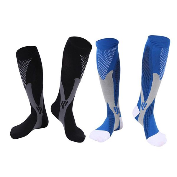 

2 pairs women men compression socks knee high stocking high elastic sports athletic running socks for exercise soccer ball, Black