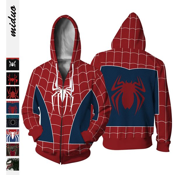 

venom паук рыцарский количество печать zipper свитер даже hat кардиган сыпучие пальто tide, Black