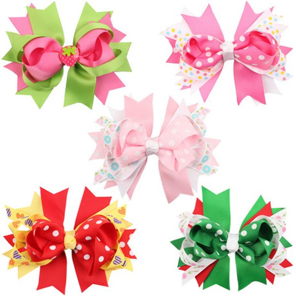 

11 colors colorful bowknot hairpins with hair clips 12cm baby ribbon bows hairpin dovetail christmas hair accessories wholesale tfj693, Slivery;white