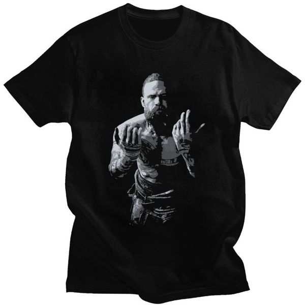 

men's t-shirts awesome viking god of war tshirt men short sleeved crewneck cotton graphic t shirt printed baldur tees game fan t-shirt, White;black
