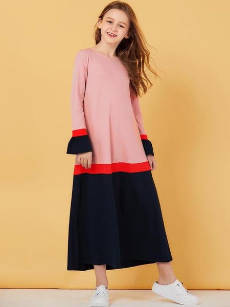 

весной большие девочки splice хлопка вспышки платья втулки детей причинный платья детская одежда оптовая, Red;yellow