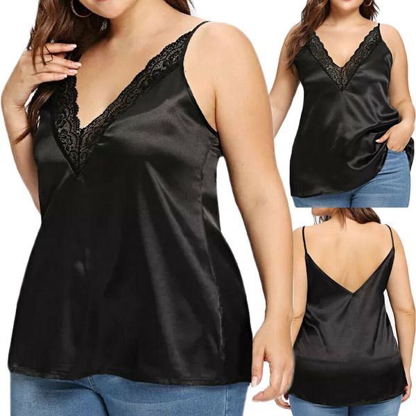 

plus size women's lace ladies sleeveless t-shirt casual xl-5xl, White