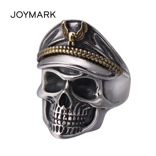 

domineering pirate captain retro thai silver jewelry rings fortune is smilling s925 sterling silver rings for men women new year gift tsr106, Golden;silver