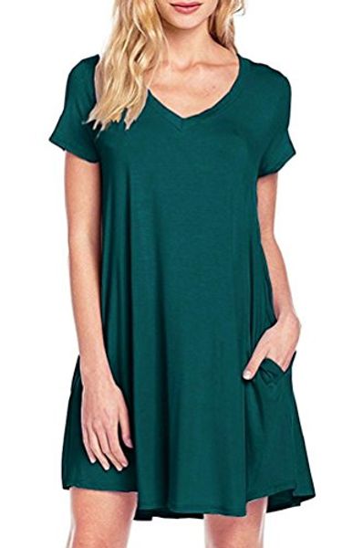 

molerani women's casual plain simple pocket t-shirt loose dress, Black;gray