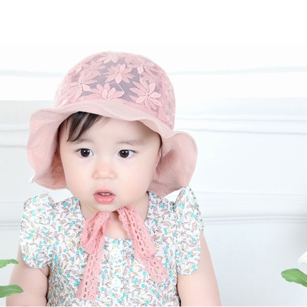 

korean baby cap baby princess lace flower sun hat newborn pgraphy props flower bonnet hat kid caps 12-24m, Yellow