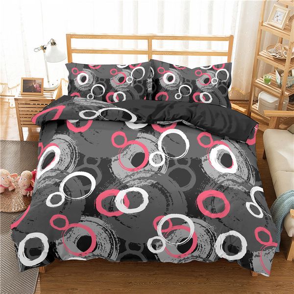 

zeimon 2/ 3-piece bedding set wave point printed duvet cover 3d geometric bed set colorful microfiber bedclothes with pillowcase